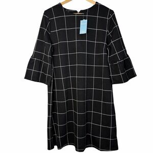 Penmans Black Windowpane Bell Sleeve Dress NWT Size L
